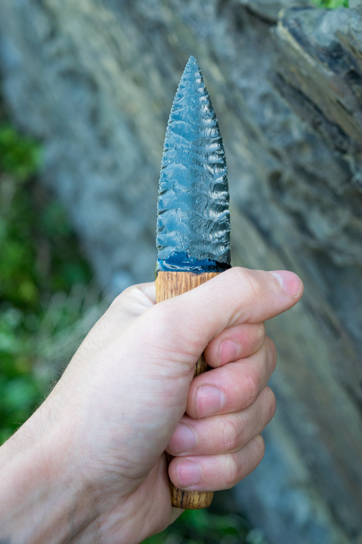 Iceman Dagger No.003 — Oregon Green Sheen Obsidian & English (Cornish) Oak