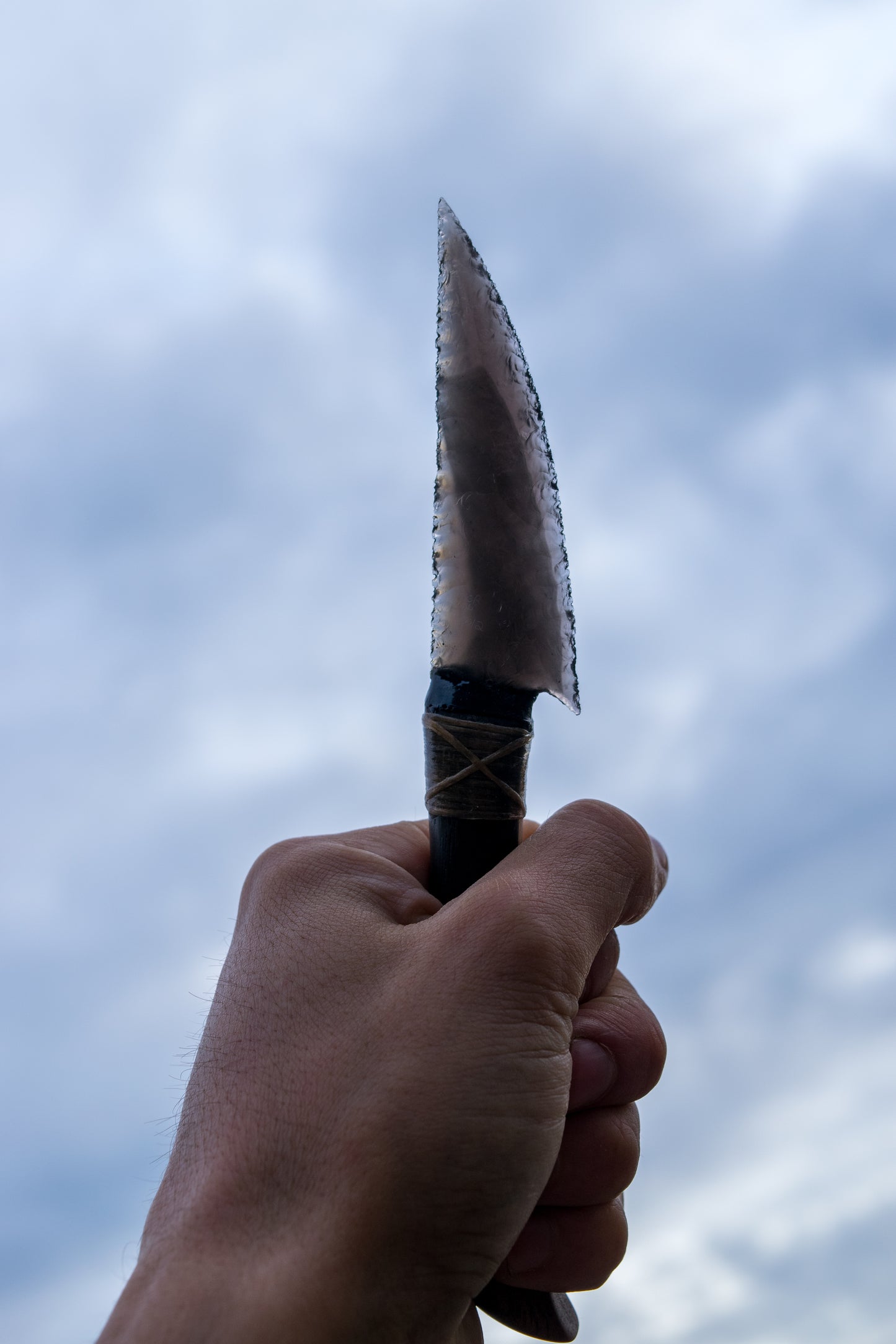 Bowman Lithics Signature Knife #012 – Rainbow Obsidian Tanged Blade with Ash, Bog Oak & Rosewood