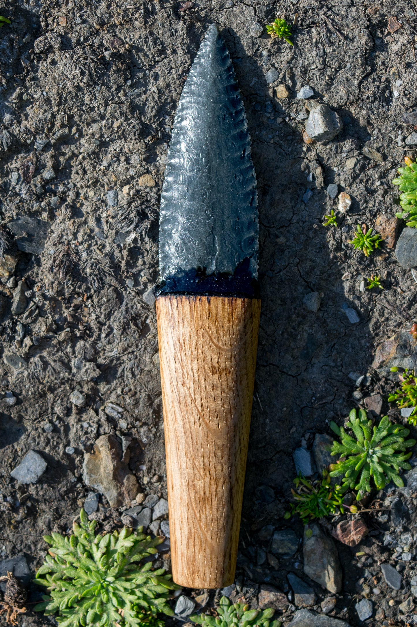 Iceman Dagger No.005 — Oregon Green Sheen Obsidian & English (Cornish) Oak