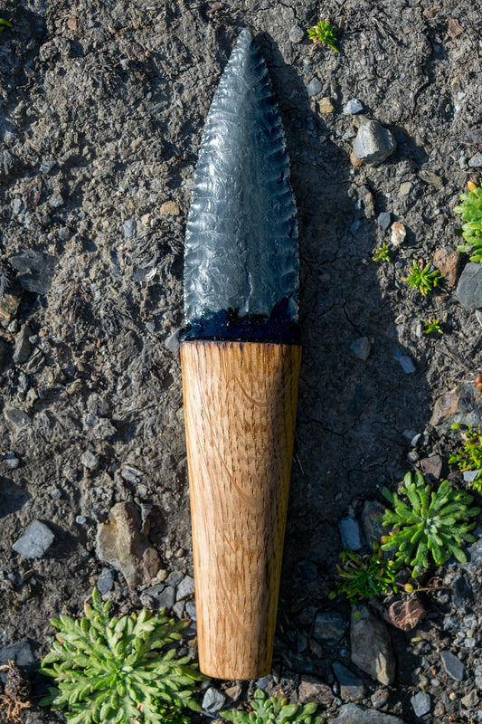 Iceman Dagger No.005 — Oregon Green Sheen Obsidian & English (Cornish) Oak