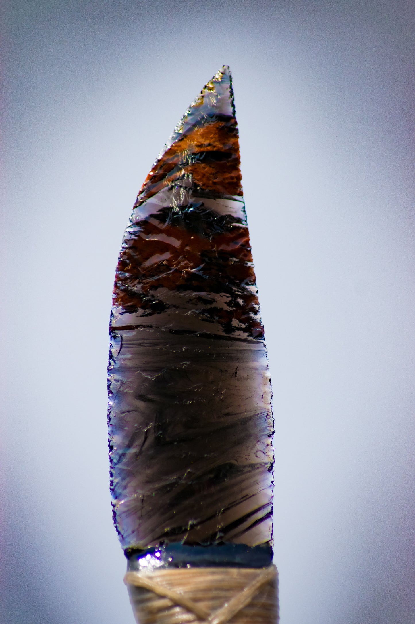 Bowman Lithics Signature Knife #010 – Midnight Lace Obsidian Blade with Pale Moon Ebony Handle
