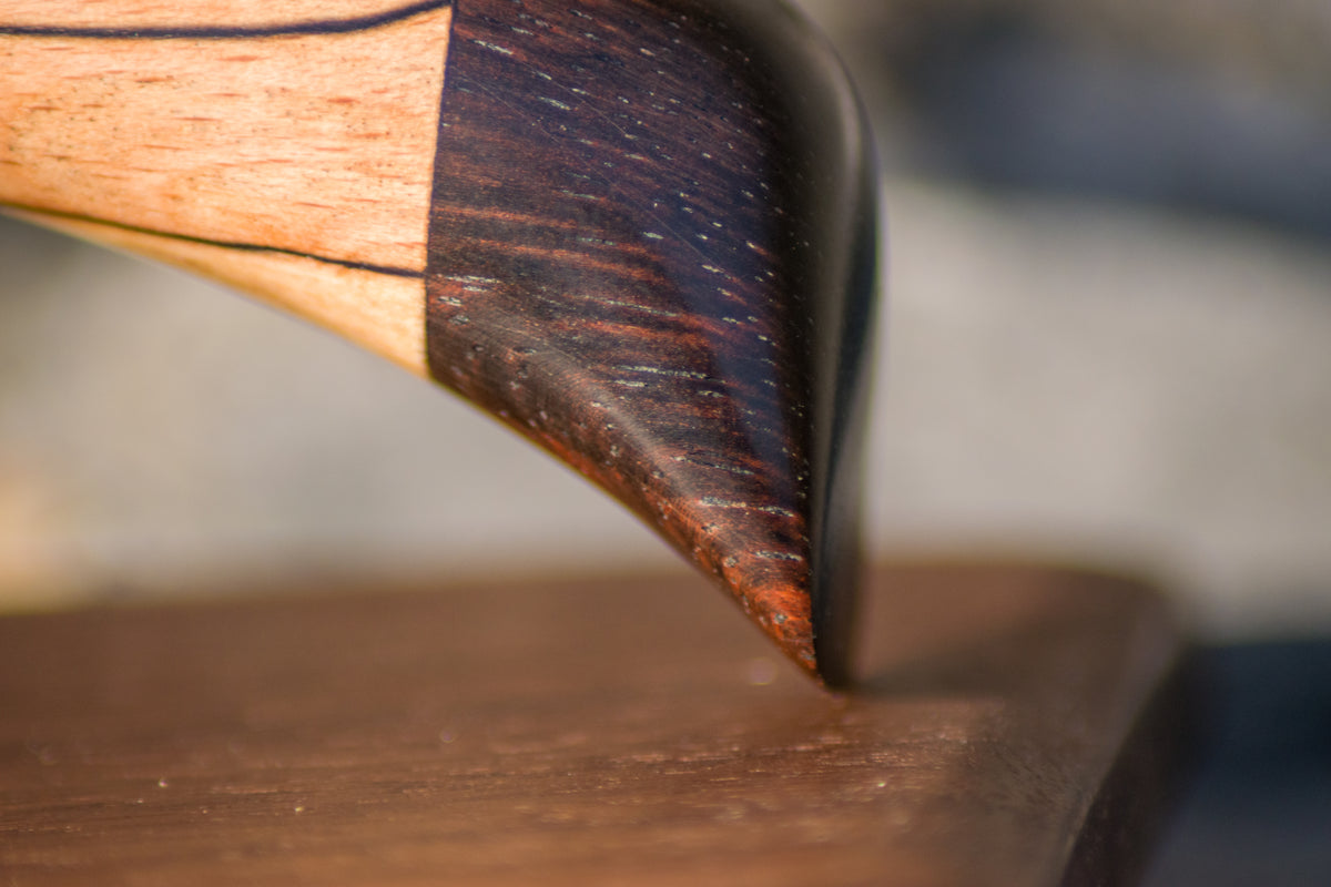 Bowman Lithics Signature Knife #019 – Spiderweb Obsidian with Spalted Beech, Walnut & Ebony Handle