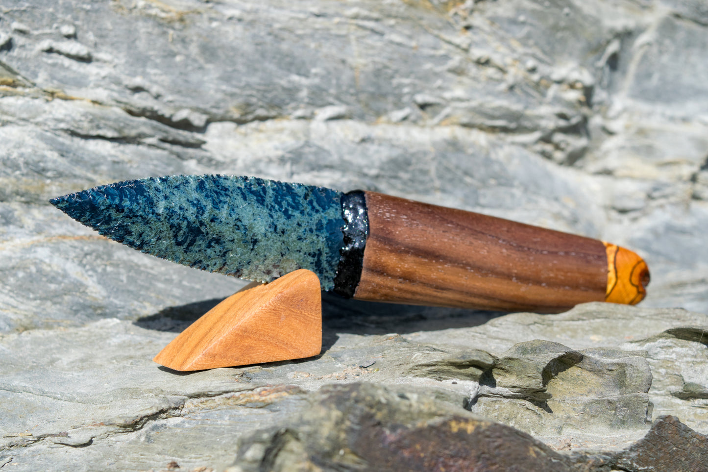 Iceman Dagger No.008 — Spiderweb Obsidian, Black Walnut & Spalted Beech