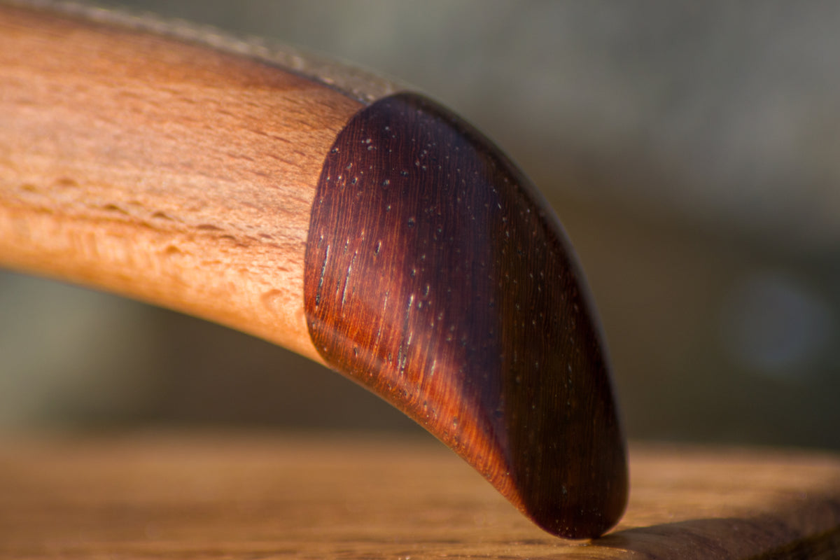 Bowman Lithics Signature Knife #020 – Black Obsidian with Beech, Oak & Rosewood Handle