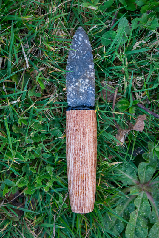 Iceman Dagger No.001 — English Charmouth “Galaxy” Flint & Figured Croatian Ash