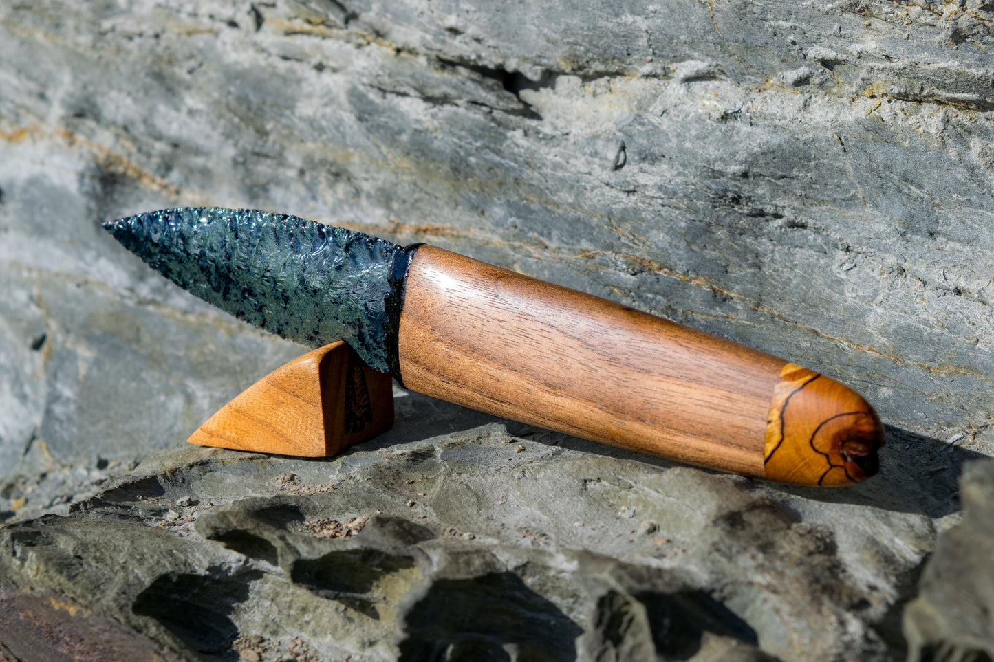 Iceman Dagger No.008 — Spiderweb Obsidian, Black Walnut & Spalted Beech