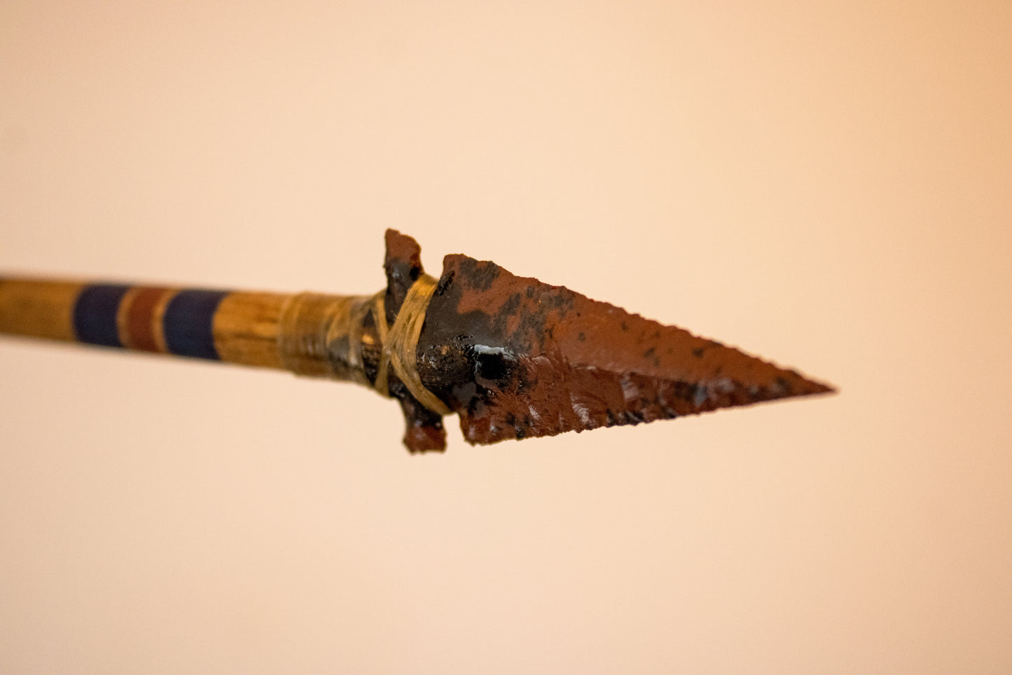 Arrow #001A — Ishi Style Mahognay Obsidian Arrow with Wall Display