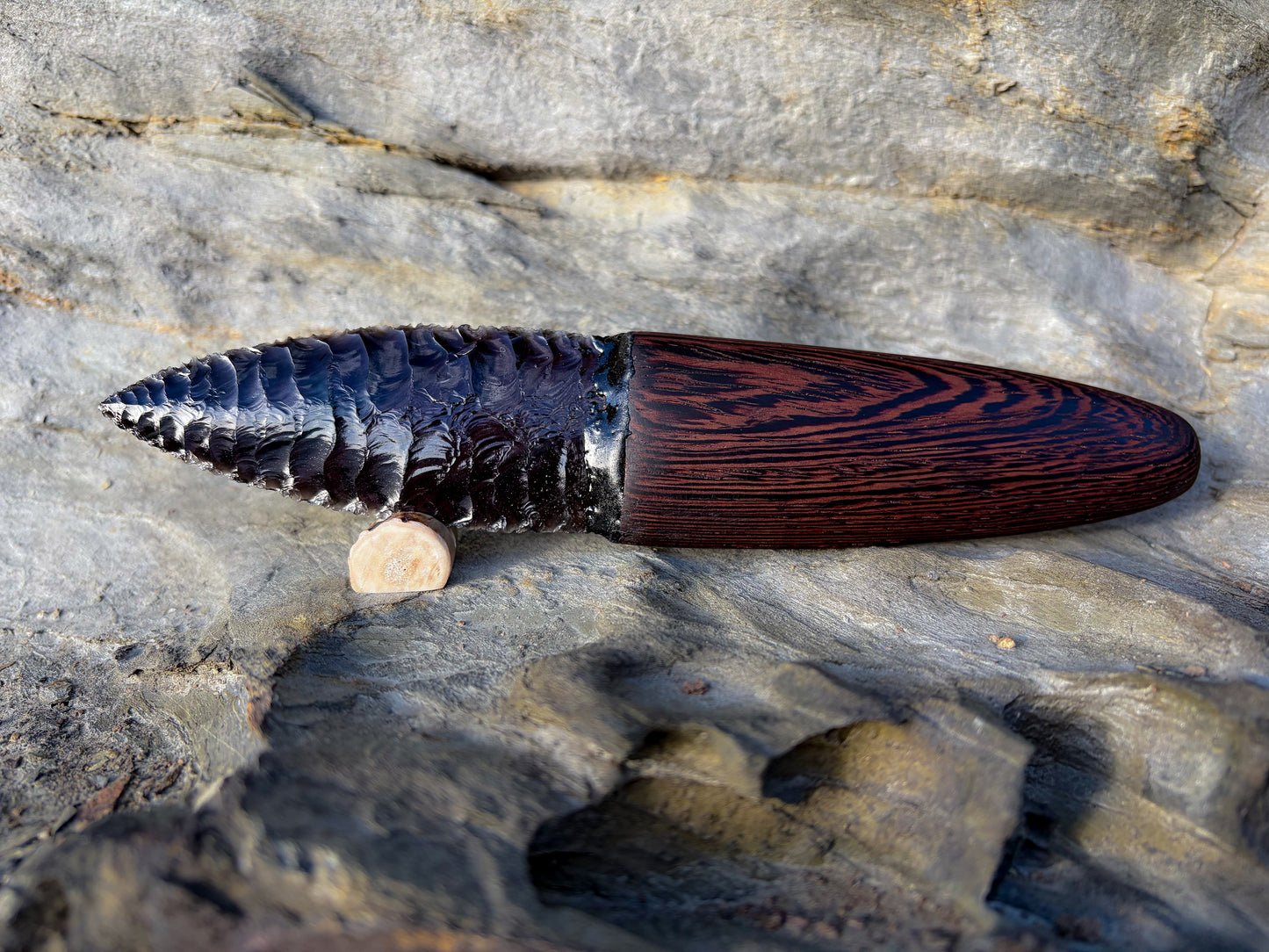 Iceman Dagger No.006 — Oregon Velvet Rainbow Obsidian & African Wenge