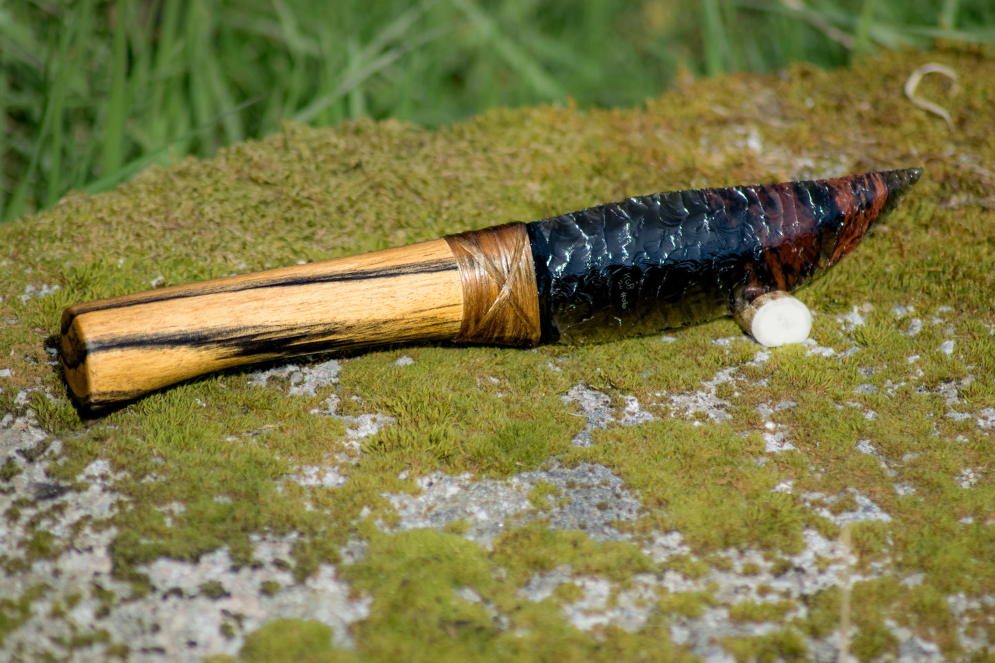 Bowman Lithics Signature Knife #010 – Midnight Lace Obsidian Blade with Pale Moon Ebony Handle