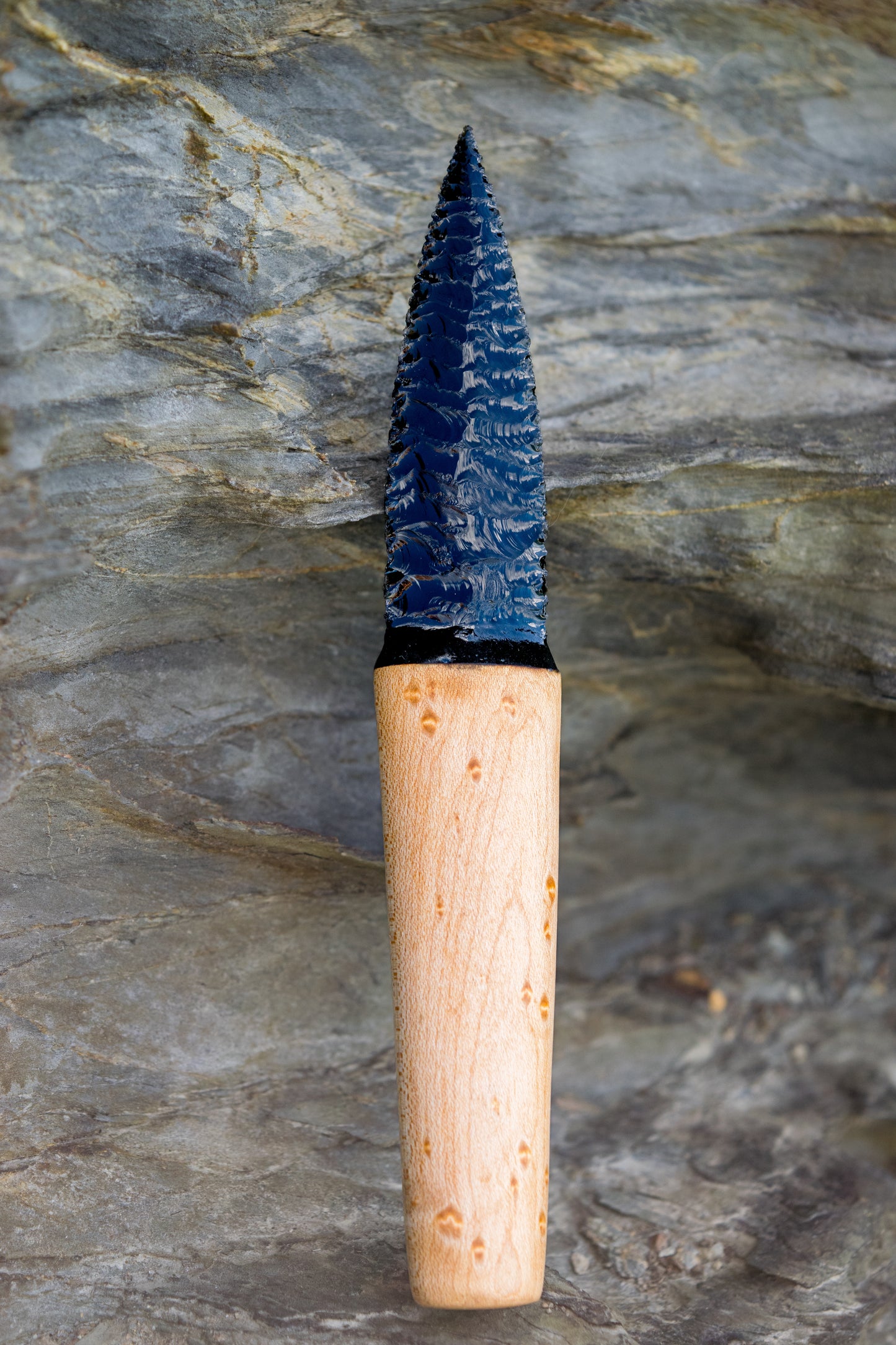 Iceman Dagger No.002 — Mexican Black Obsidian & Canadian Birds Eye Maple