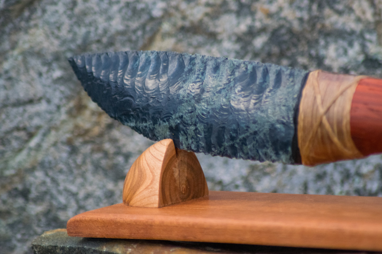 Bowman Lithics Signature Knife #014 – Spiderweb Obsidian with African Padauk Handle