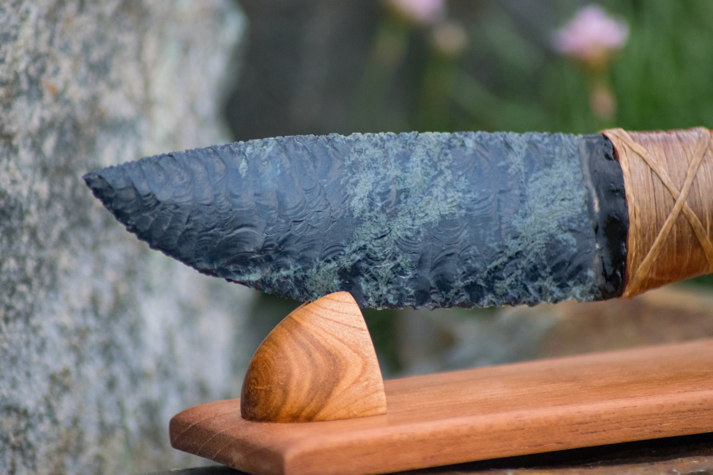Bowman Lithics Signature Knife #014 – Spiderweb Obsidian with African Padauk Handle