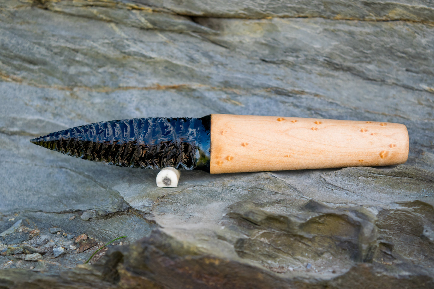 Iceman Dagger No.002 — Mexican Black Obsidian & Canadian Birds Eye Maple