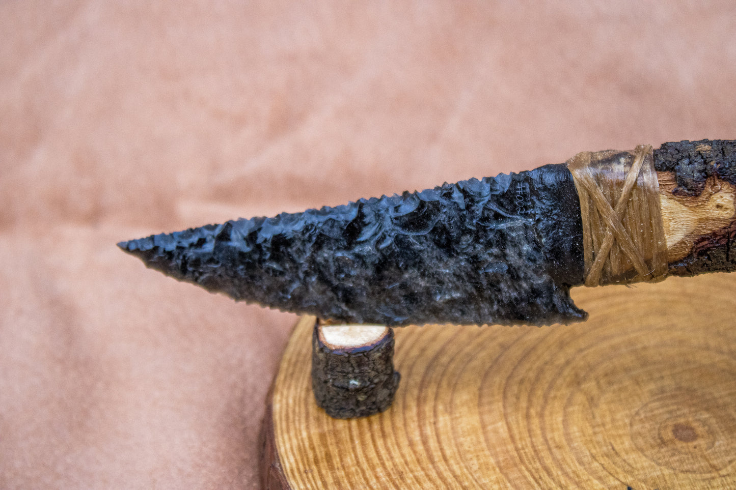 Bowman Lithics Signature Knife #002 – Silver Sheen Obsidian Tanged Blade with Wild Cornish Tamarisk Handle