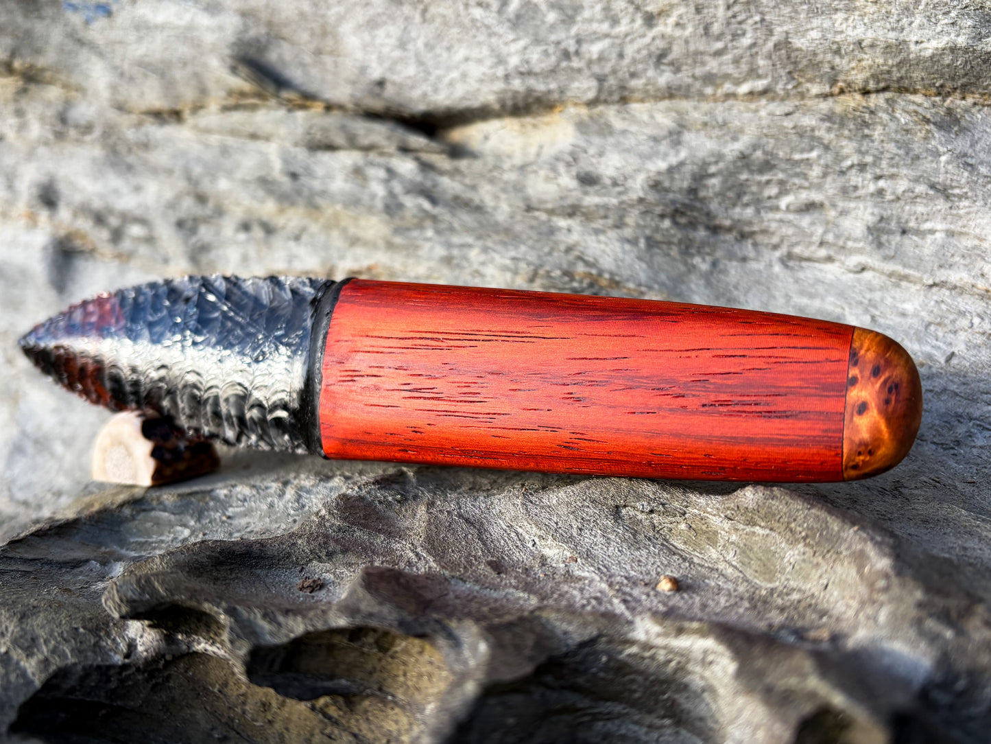 Iceman Dagger No.007 — Midnight Lace Obsidian, African Padauk & Moroccan Burl