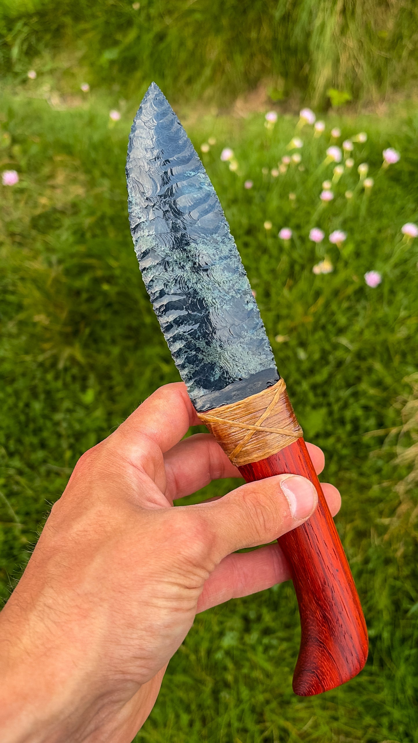 Bowman Lithics Signature Knife #014 – Spiderweb Obsidian with African Padauk Handle