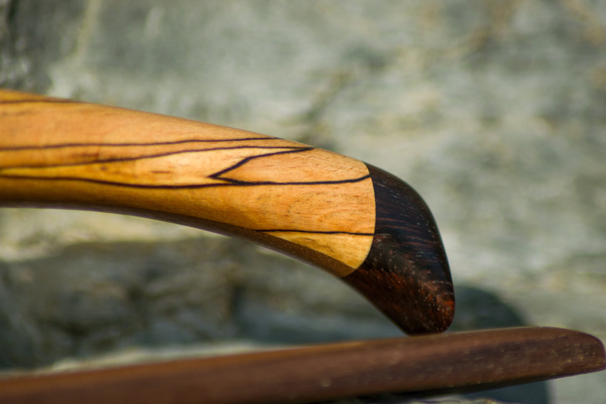 Bowman Lithics Signature Knife #019 – Spiderweb Obsidian with Spalted Beech, Walnut & Ebony Handle