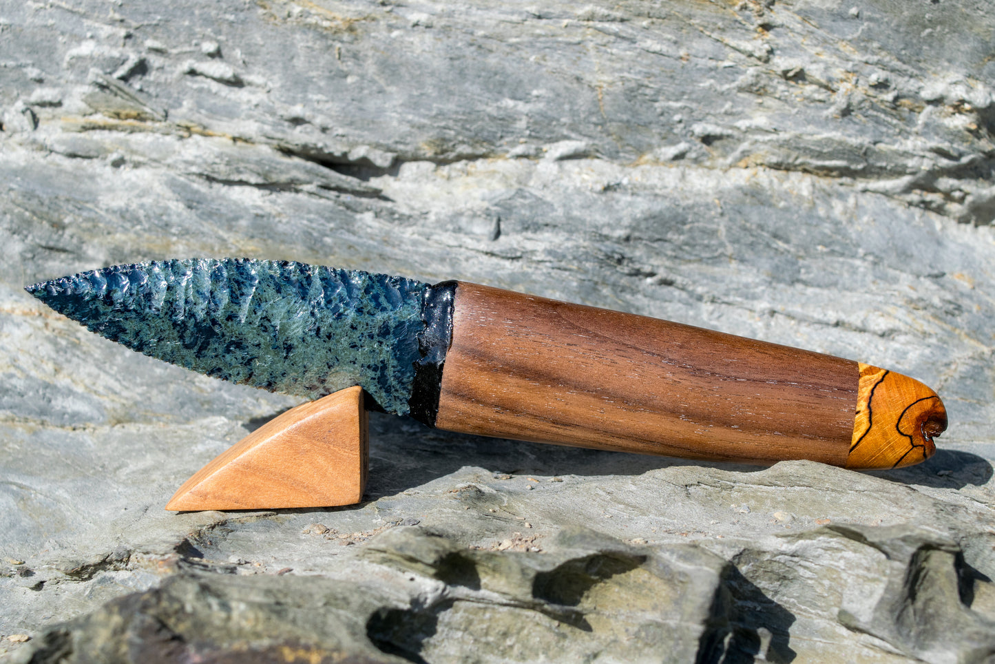 Iceman Dagger No.008 — Spiderweb Obsidian, Black Walnut & Spalted Beech
