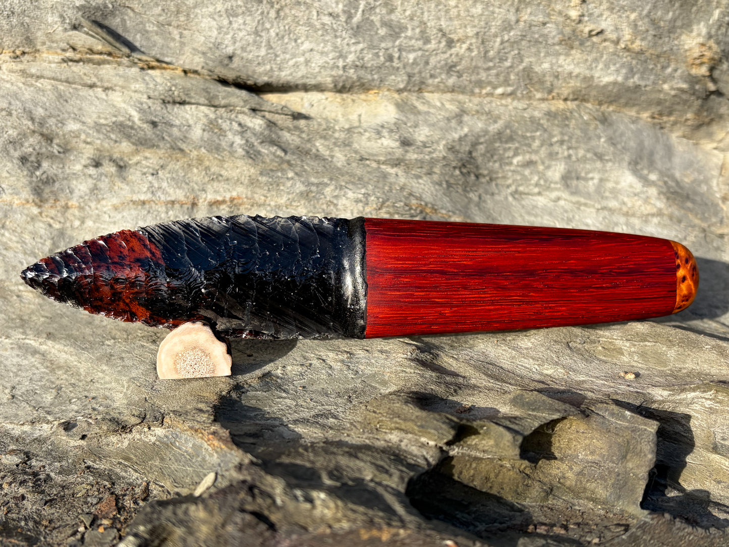 Iceman Dagger No.007 — Midnight Lace Obsidian, African Padauk & Moroccan Burl