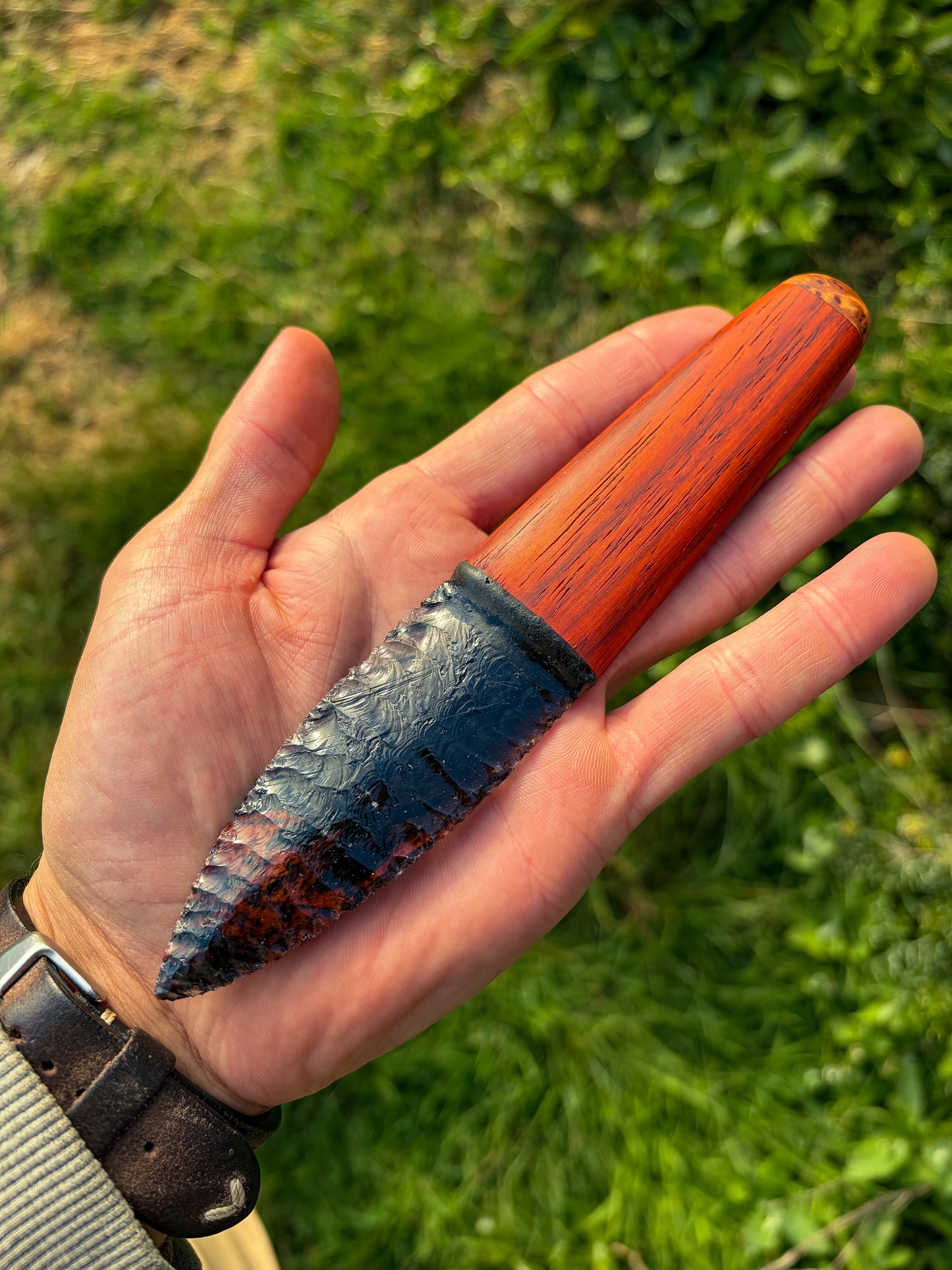 Iceman Dagger No.007 — Midnight Lace Obsidian, African Padauk & Moroccan Burl