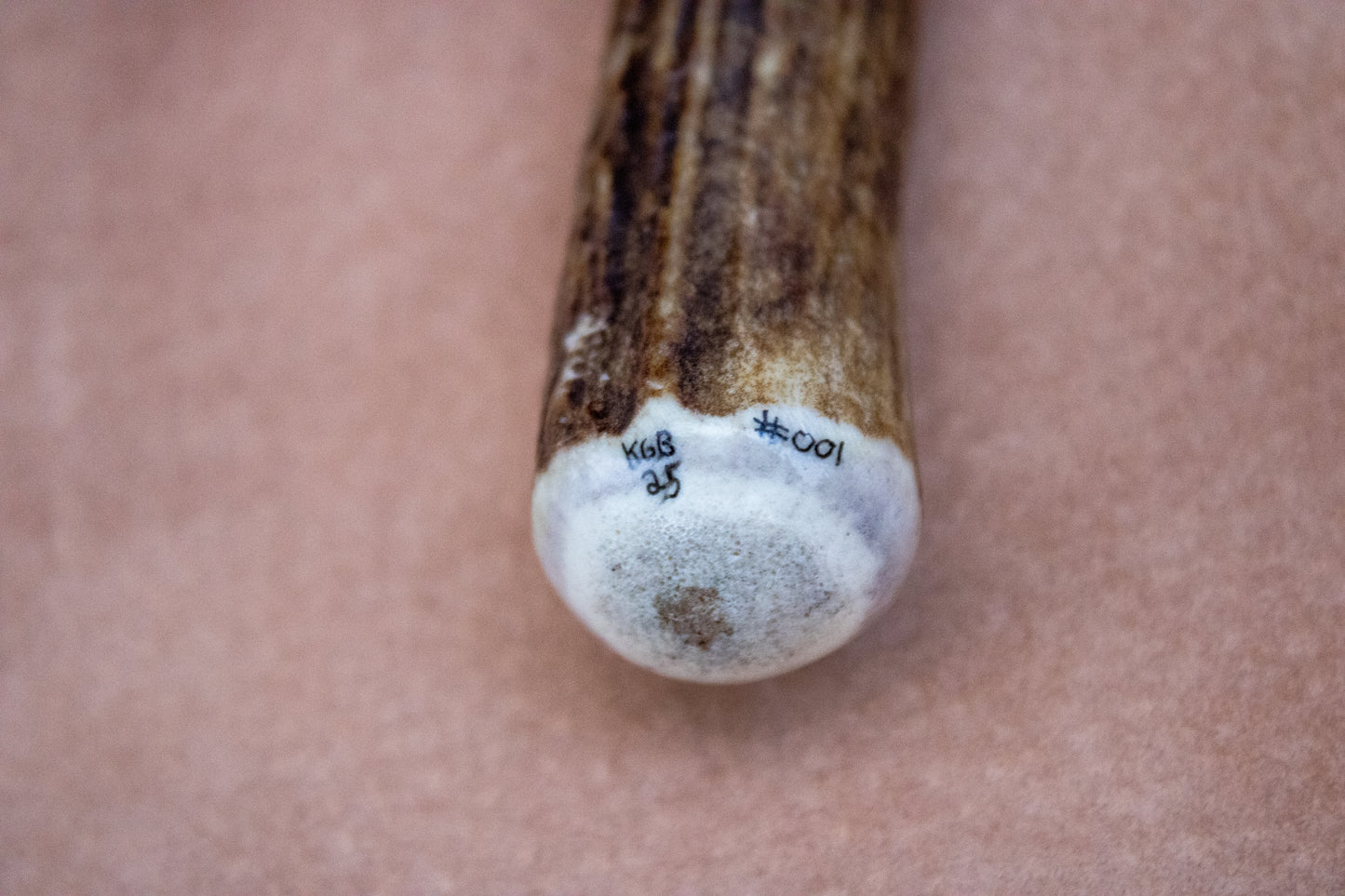 Bowman Lithics Signature Knife #001 – Rainbow Obsidian Tanged Blade with Red Deer Horn Handle